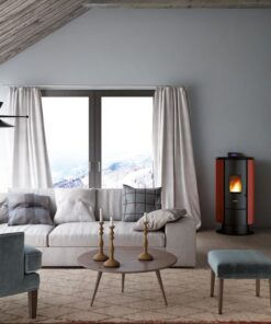 Poêle à pellets FREEPOINT Flute, 6,5 kw, compatible WiFi – noir/bourgogne